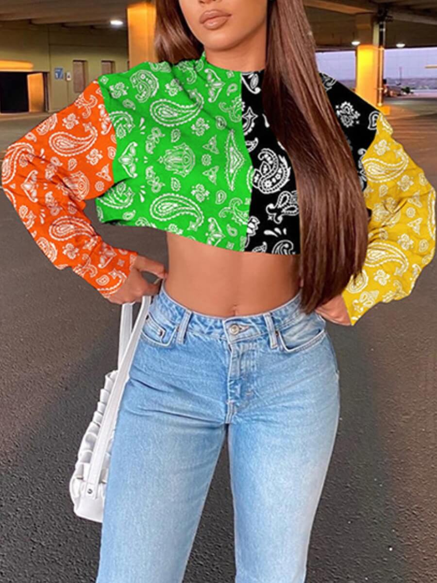 

Lovely Casual Print Patchwork Multicolor Hoodie, Multi