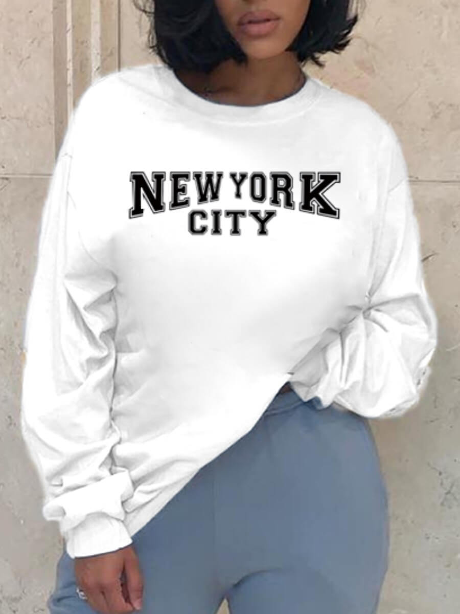 

Lovely Casual O Neck Letter Print White Hoodie