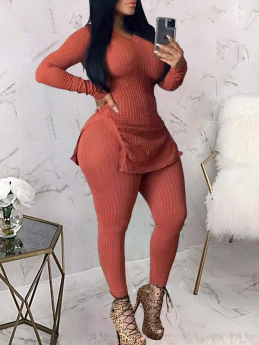 

Lovely Casual Basic Skinny Red Plus Size Two-piece Pants Set