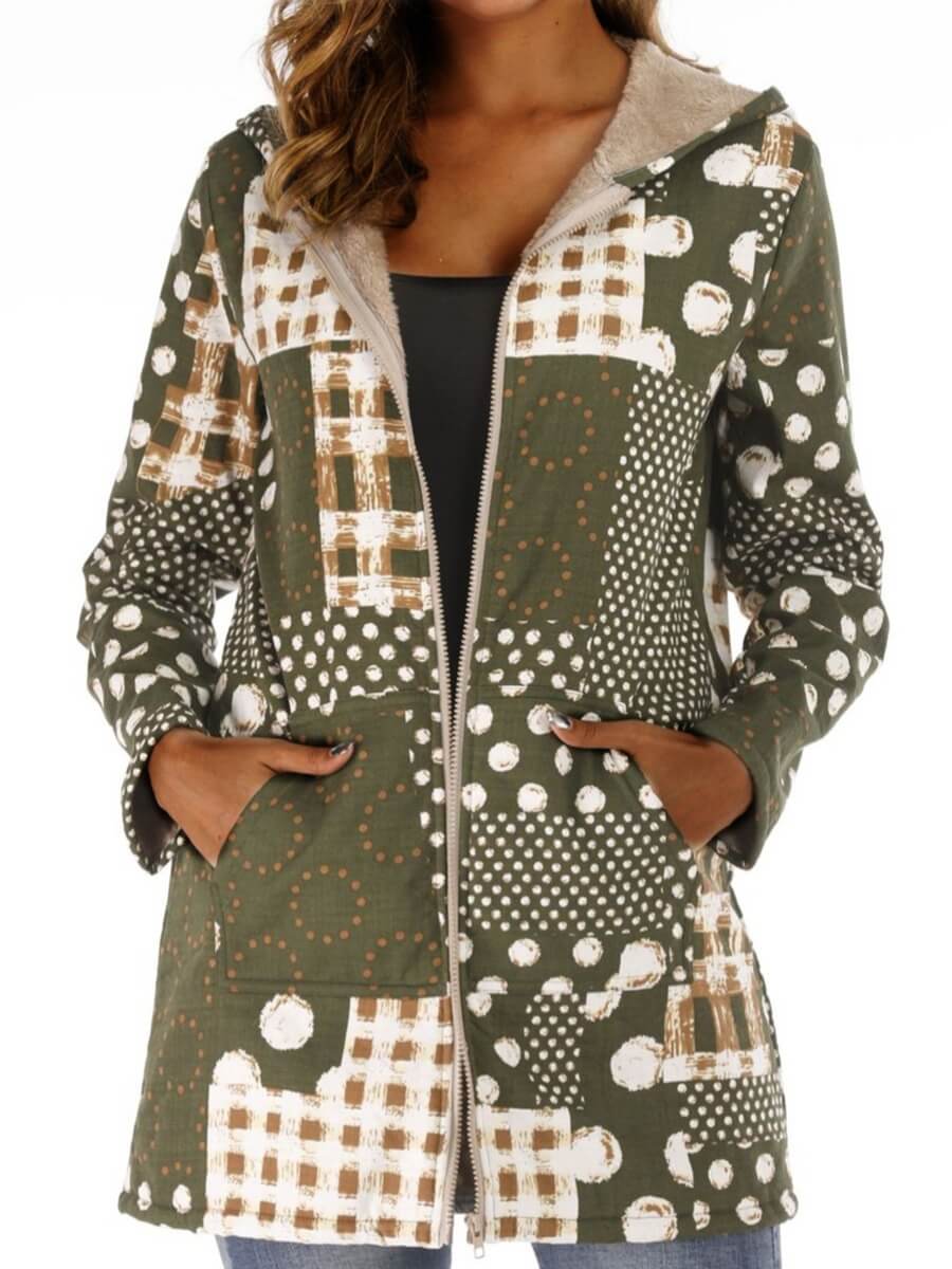 

Lovely Casual Hooded Collar Print Green Hoodie