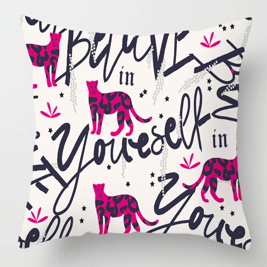 

Lovely Stylish Letter Print Rose Red Decorative Pillow Case