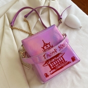 Lovely Street Letter Print Chain Strap Pink Crossb