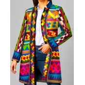 lovely Trendy Print Multicolor Coat