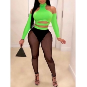 Lovely Sexy See-through Hollow-out Green Two Piece