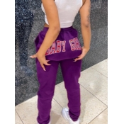 Lovely Casual Letter Print Purple Pants
