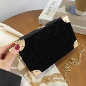 lovely Retro Chain Strap Black Crossbody Bag