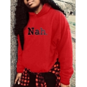 Lovely Leisure Hooded Collar Letter Red Hoodie