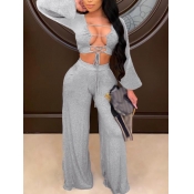 lovely Sexy Bandage Design Grey Two Piece Pants Se
