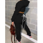 LW Hooded Collar Bandage Design Tracksuit Set