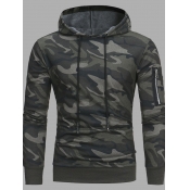 Lovely Casual Hooded Collar Camo Print Men Hoodie