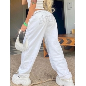 Lovely Street Letter Print White Pants