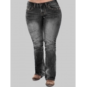 Lovely Casual Basic Black Plus Size Jeans