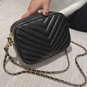 Lovely Trendy Chain Strap Black Crossbody Bag