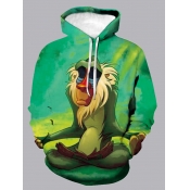Lovely Men Casual Hooded Collar Cartoon Print Mult