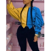 Lovely Sportswear Patchwork Yellow Hoodie