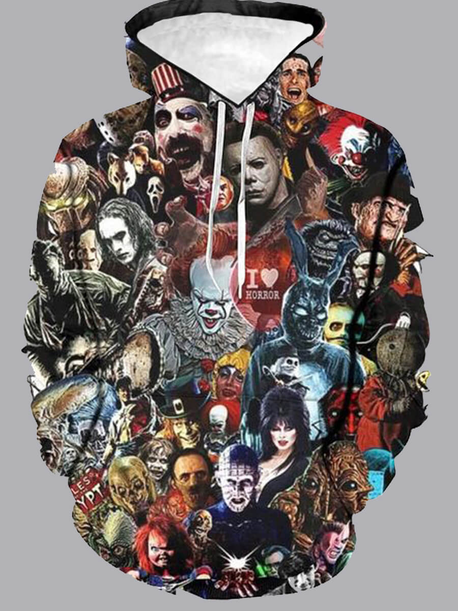 LW Men Hooded Collar Print Multicolor Oversized Hoodie
