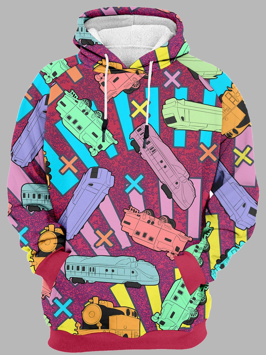 

lovely Casual Hooded Collar Cartoon Print Multicolor Men Hoodie, Multi