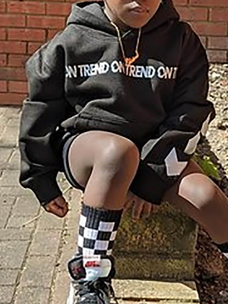 

Lovely Casual Hooded Collar Letter Print Black Girl Hoodie
