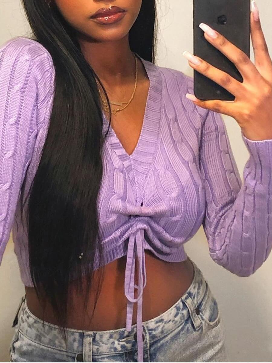 

LW Street Drawstring Purple Sweater