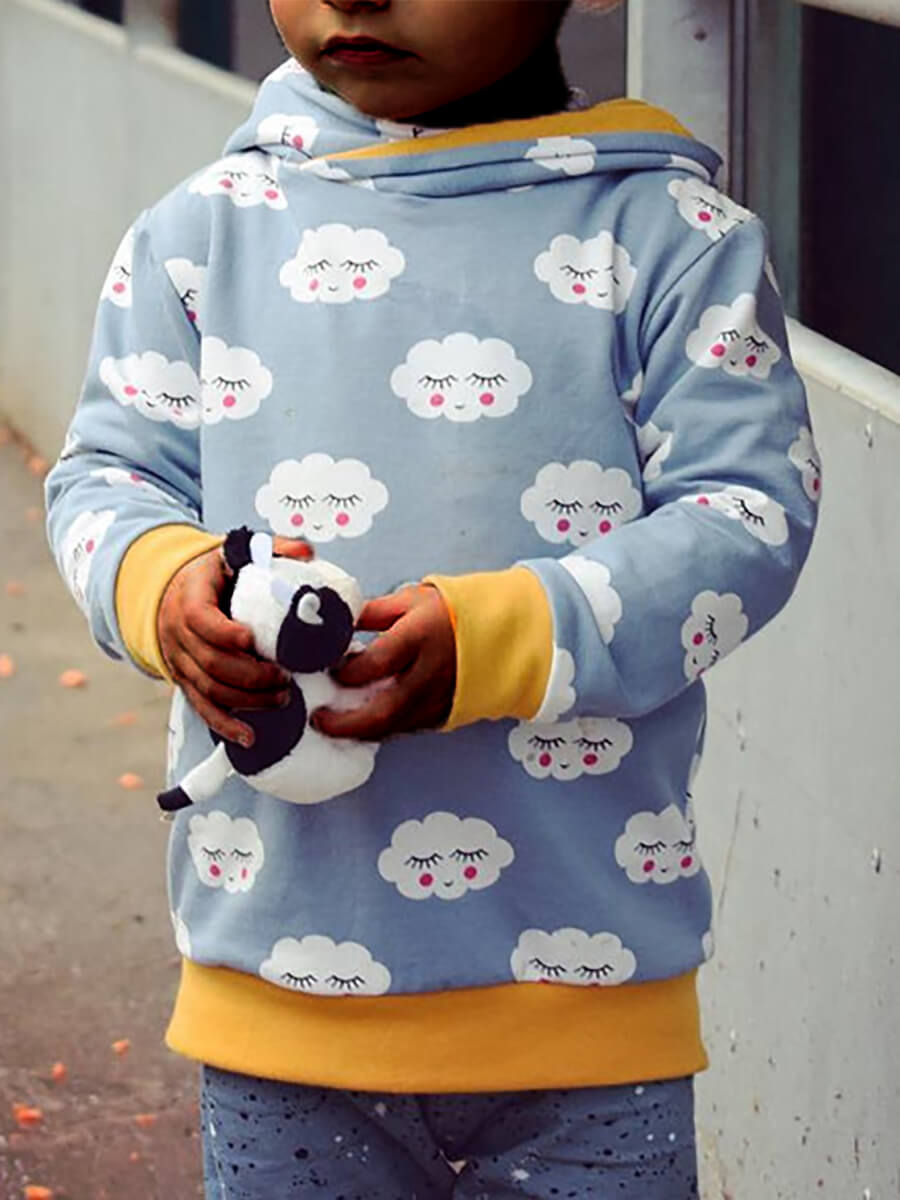

Lovely Sweet Hooded Collar Print Skyblue Boy Two-piece Pants Set