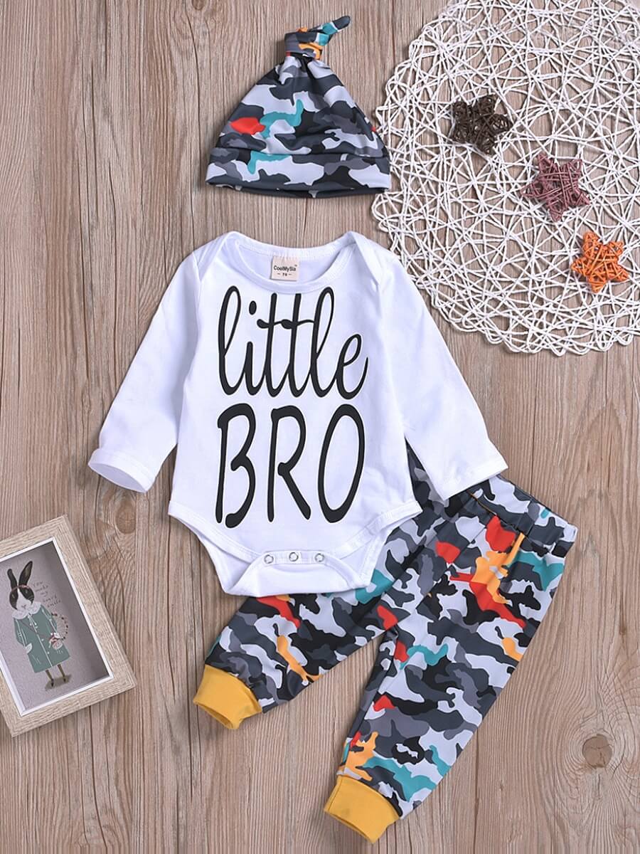 

Lovely Casual O Neck Letter Print White Boy Two-piece Pants Set
