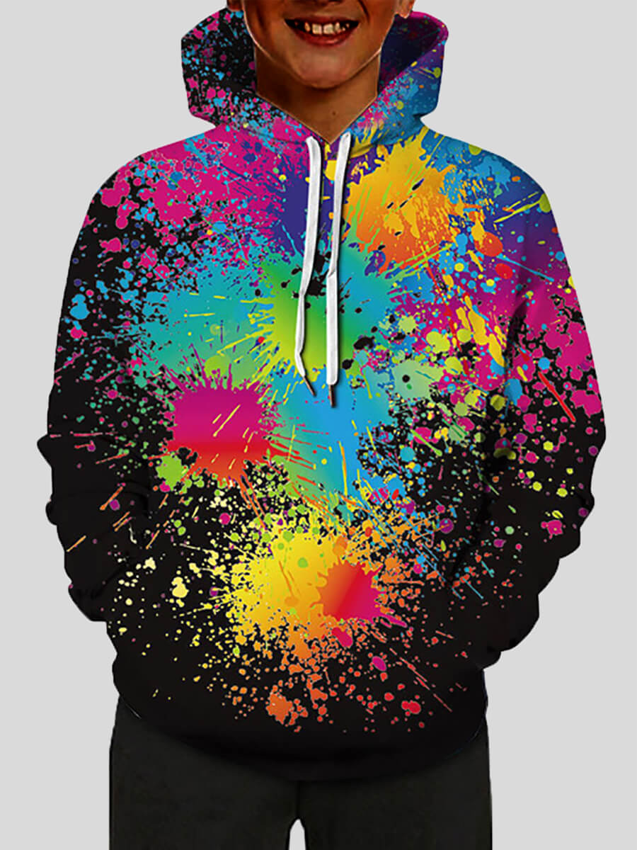 

Lovely Trendy Hooded Collar Print Black Boy Hoodie