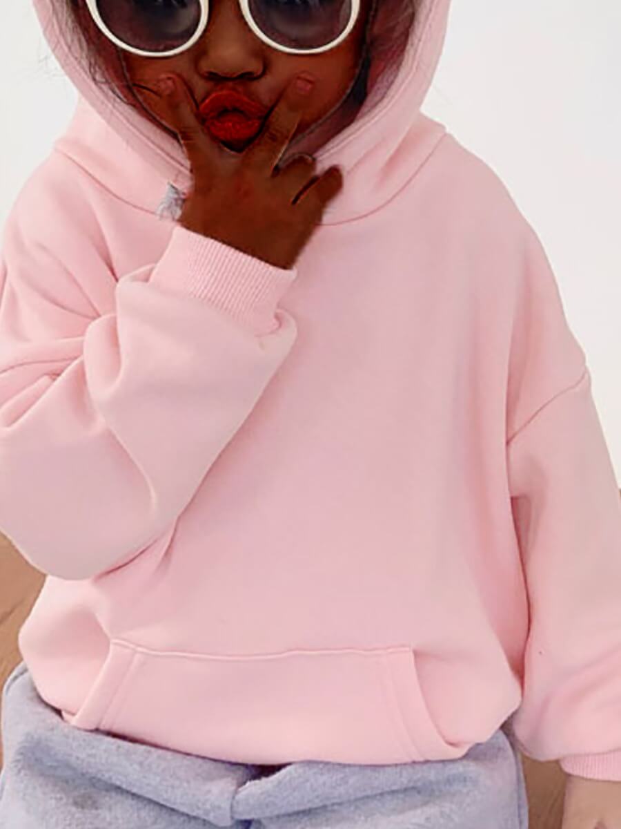 

Lovely Stylish Hooded Collar Basic Light Pink Girl Hoodie