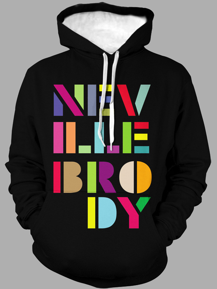 

lovely Casual Hooded Collar Letter Print Black Men Hoodie