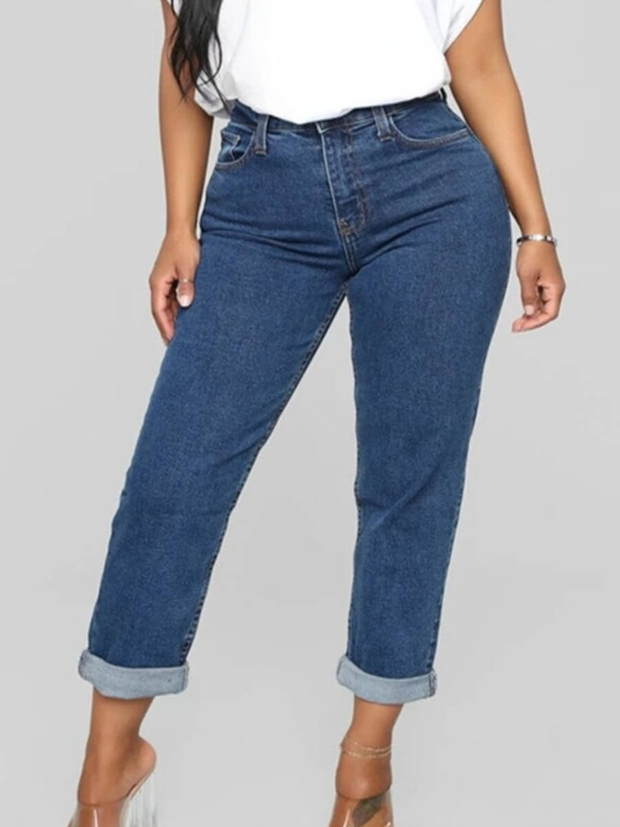 

Lovely Stylish High-waisted Basic Blue Jeans