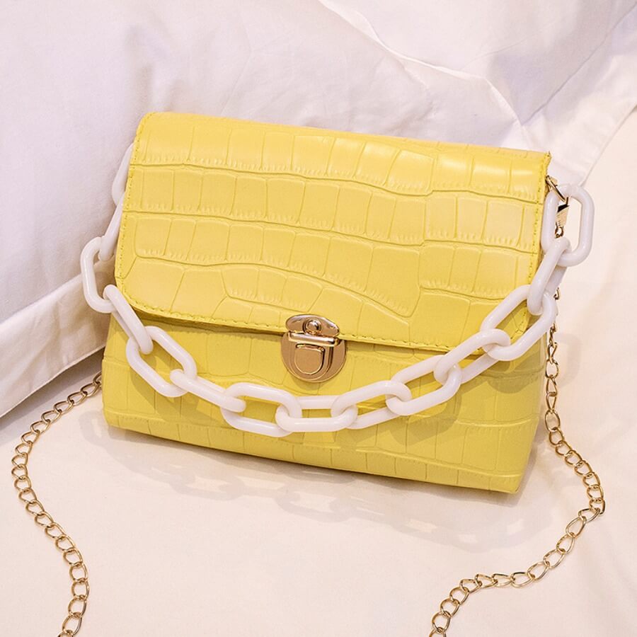 

Lovely Stylish Chain Strap Yellow Crossbody Bag