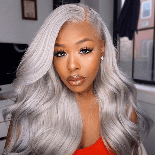 

Lovely Stylish Long Curly Silver Wigs