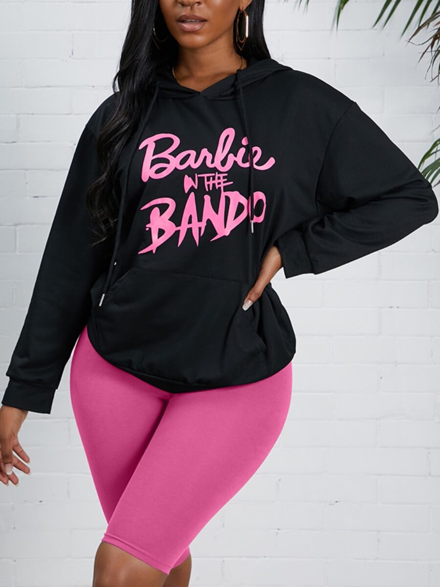 

Lovely Casual Hooded Collar Letter Print Black Hoodie