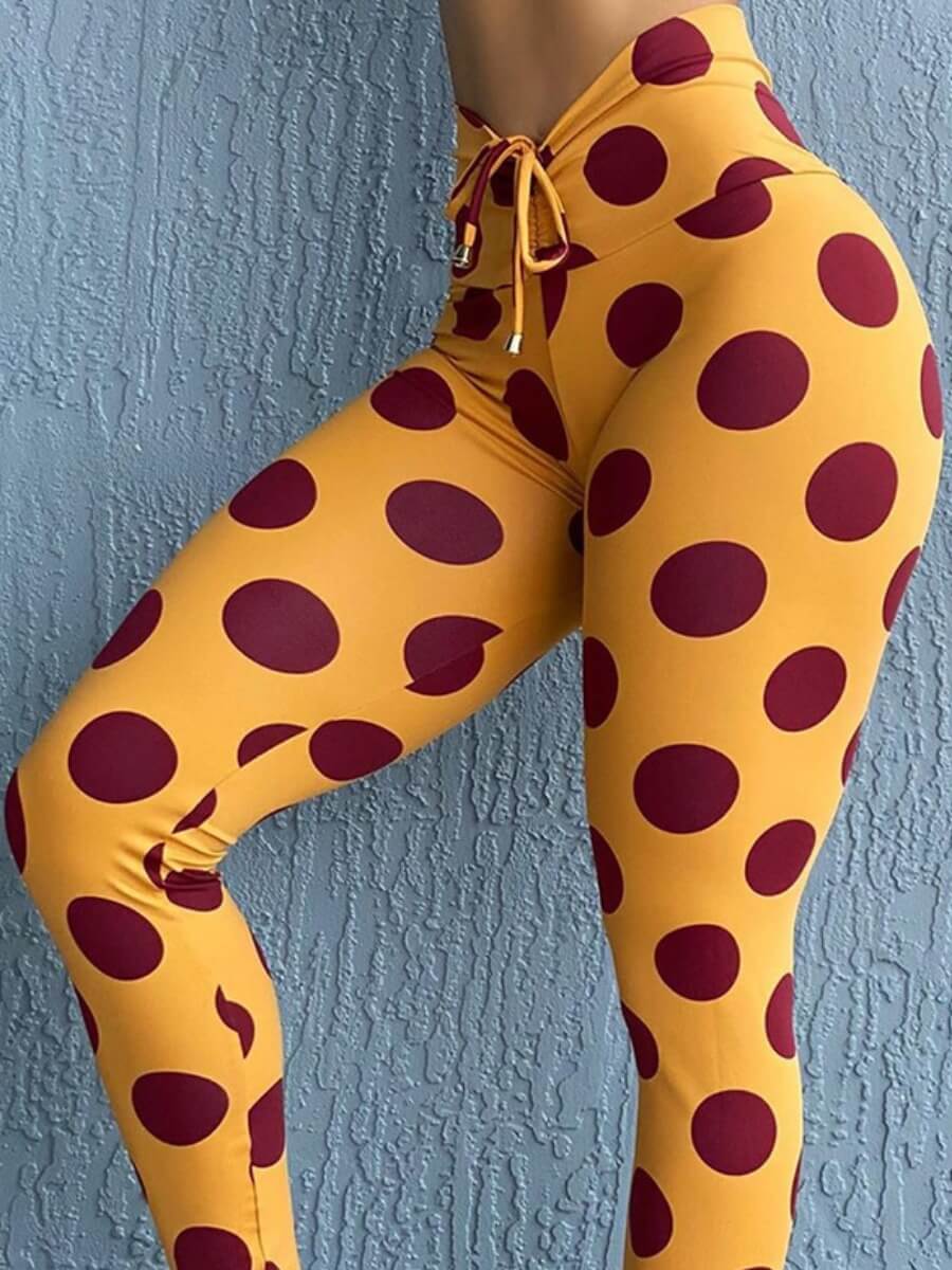 

Lovely Casual Dot Print Skinny Yellow Pants