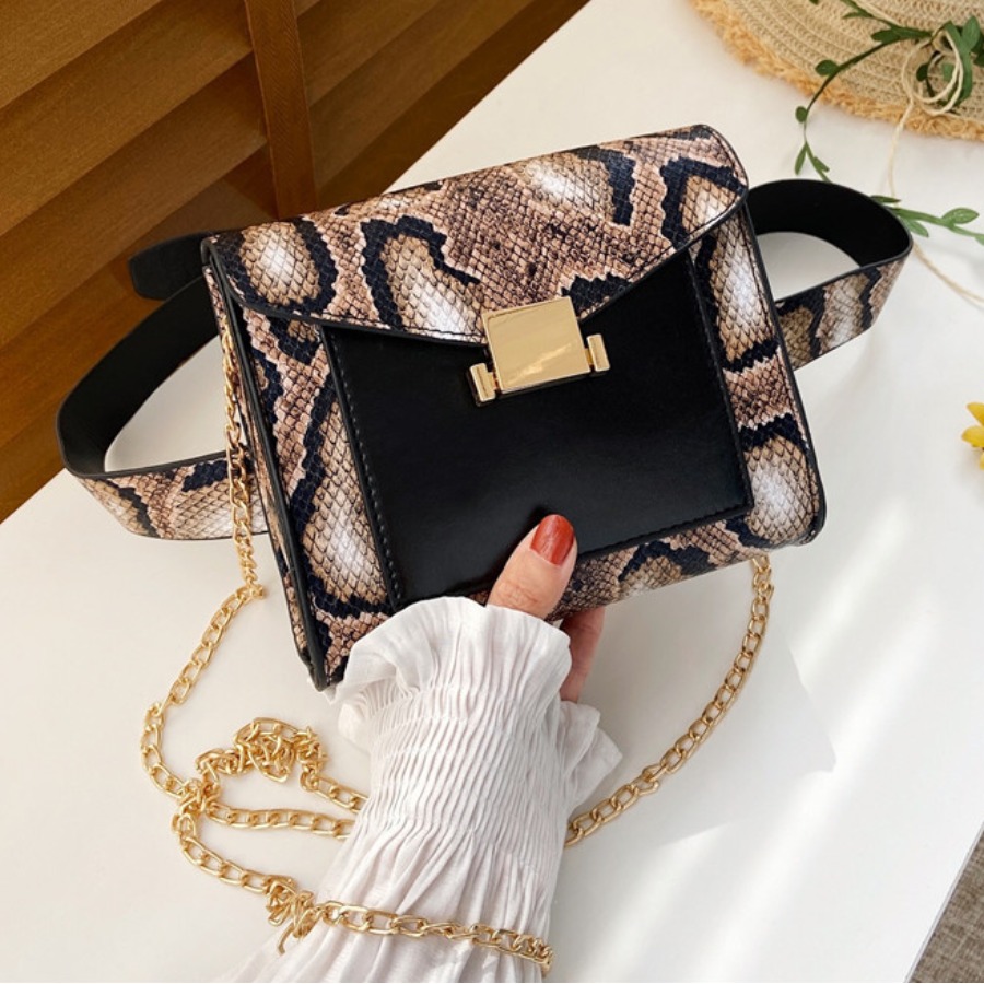

Lovely Trendy Snakeskin Print Patchwork Crossbody Bag, Cobra