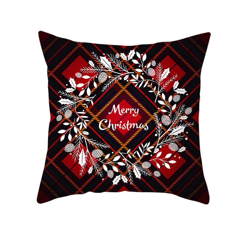 

Lovely Christmas Print Red Decorative Pillow Case