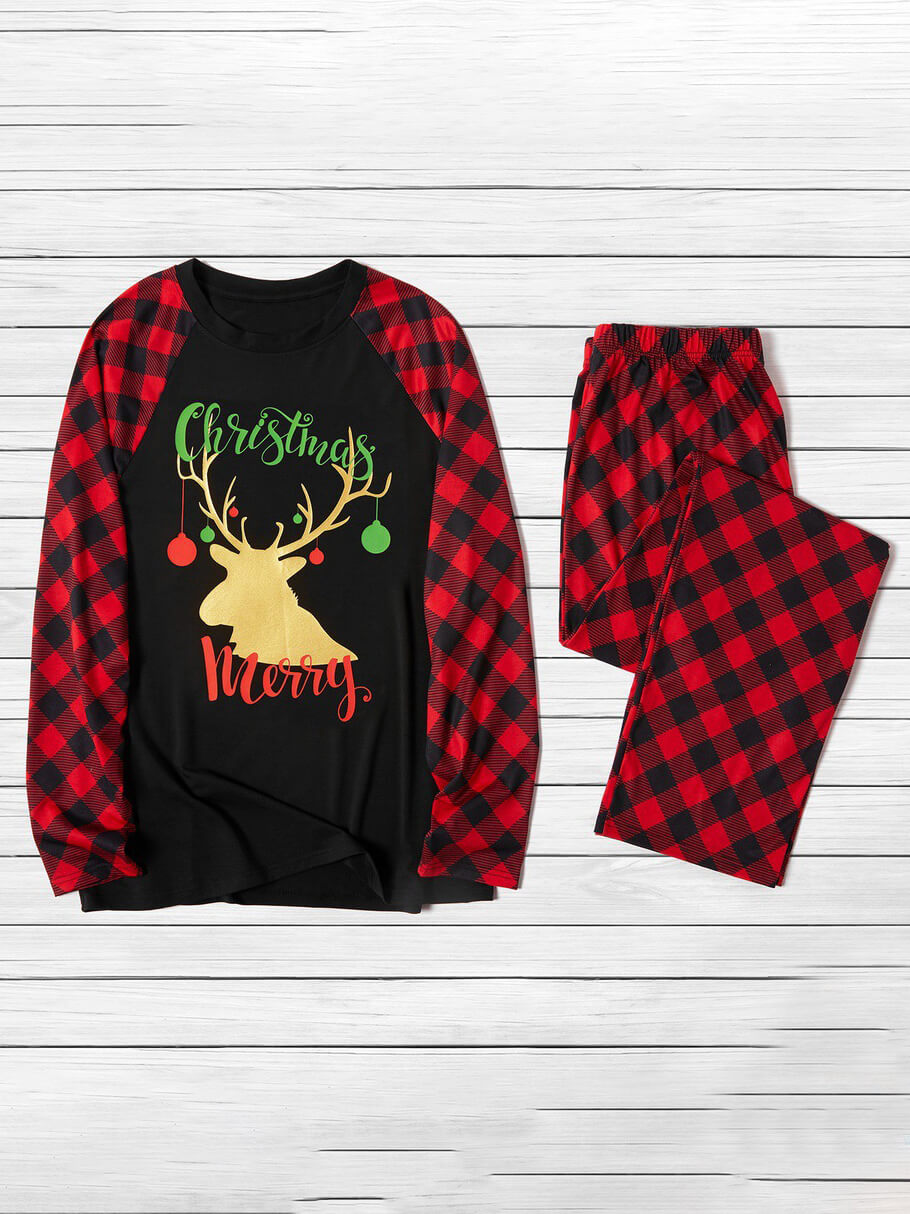 

Lovely Leisure O Neck Print Patchwork Red Sleepwear