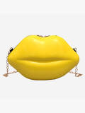 Lovely Trendy Lip Yellow Crossbody Bags