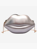 Lovely Trendy Lip Silver Crossbody Bags