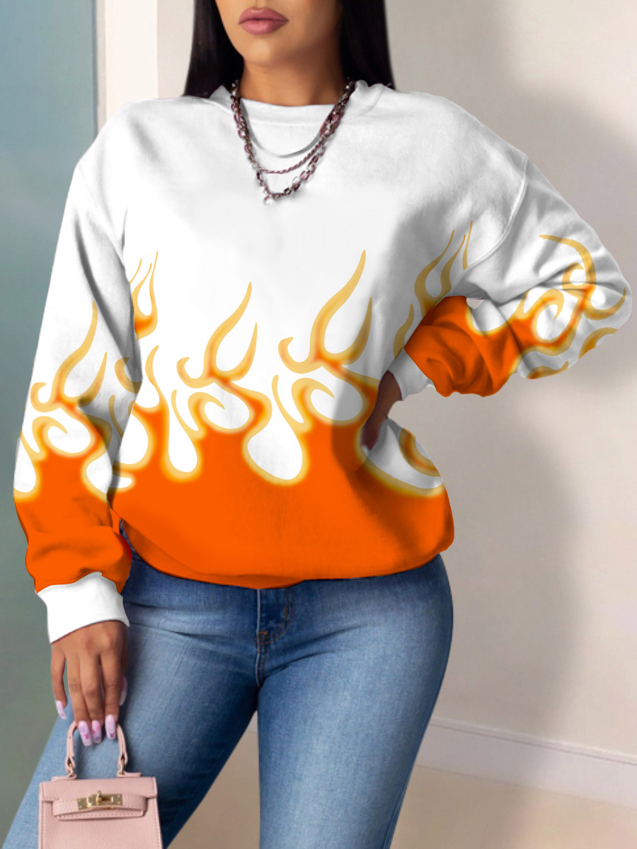 

Lovely Casual Half A Turtleneck Print White Hoodie