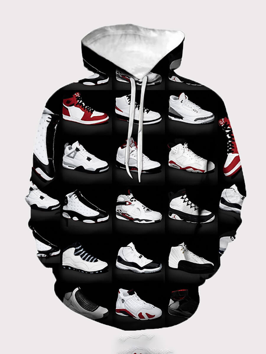 

Lovely Street Hooded Collar Print Black Boy Hoodie