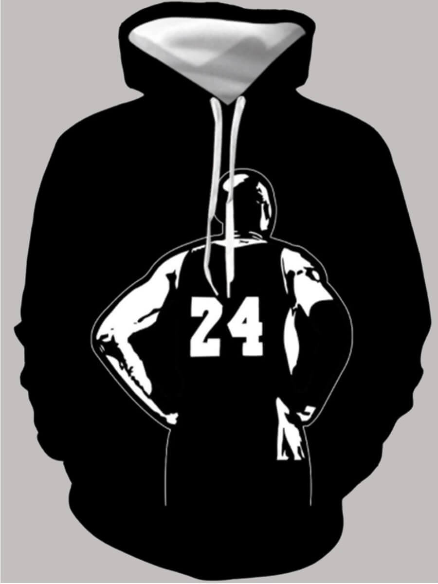 

Lovely Street Hooded Collar Print Black Boy Hoodie