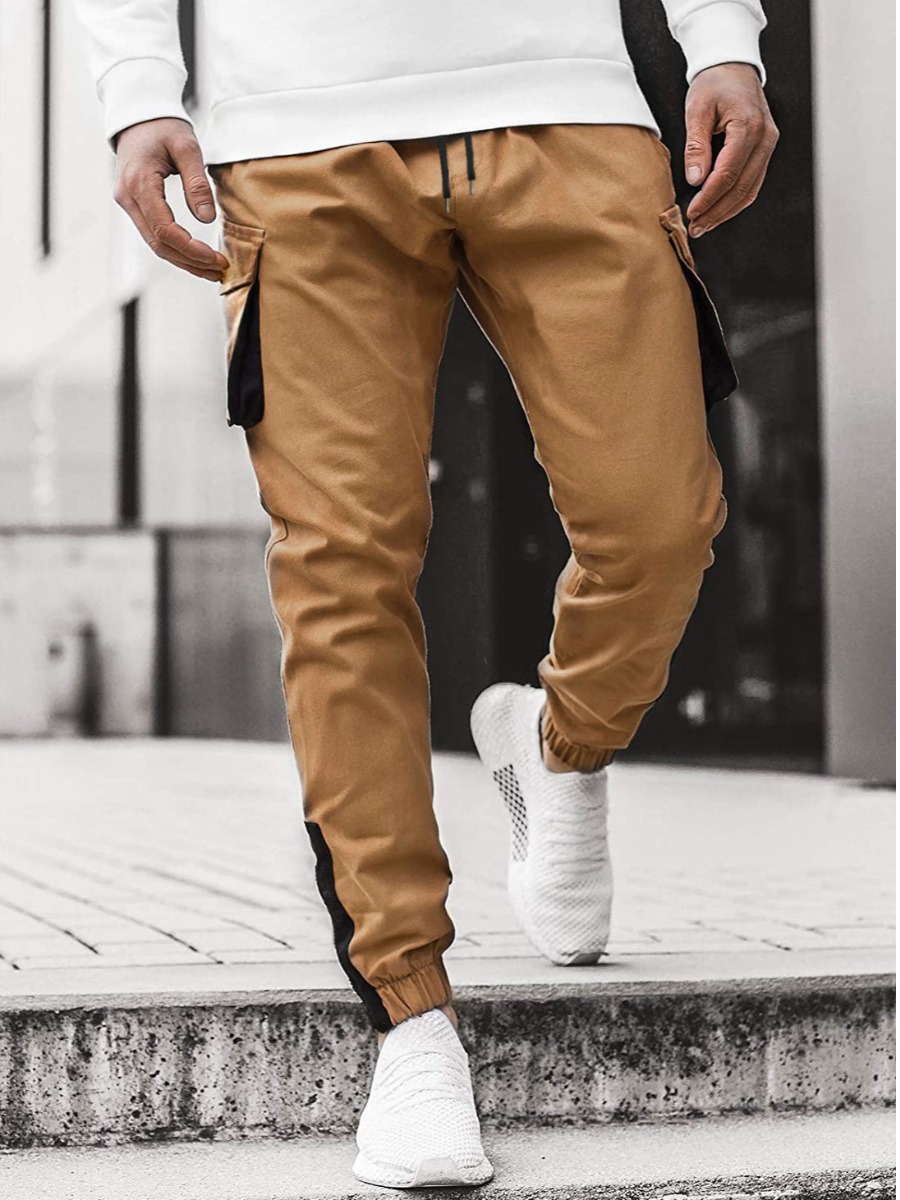 

lovely Casual Pocket Patched Brown Men Pants