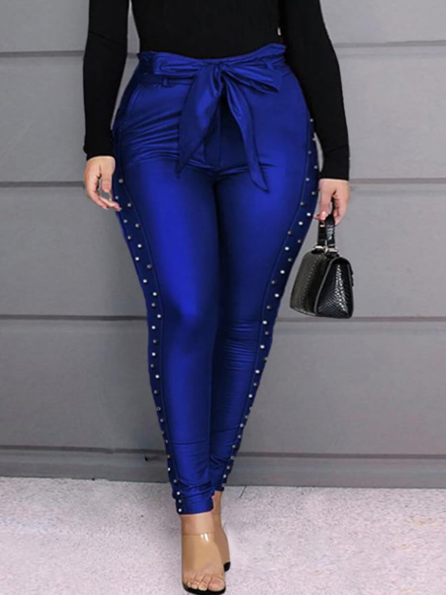 

Lovely Stylish Nail Bead Design Skinny Blue Pants