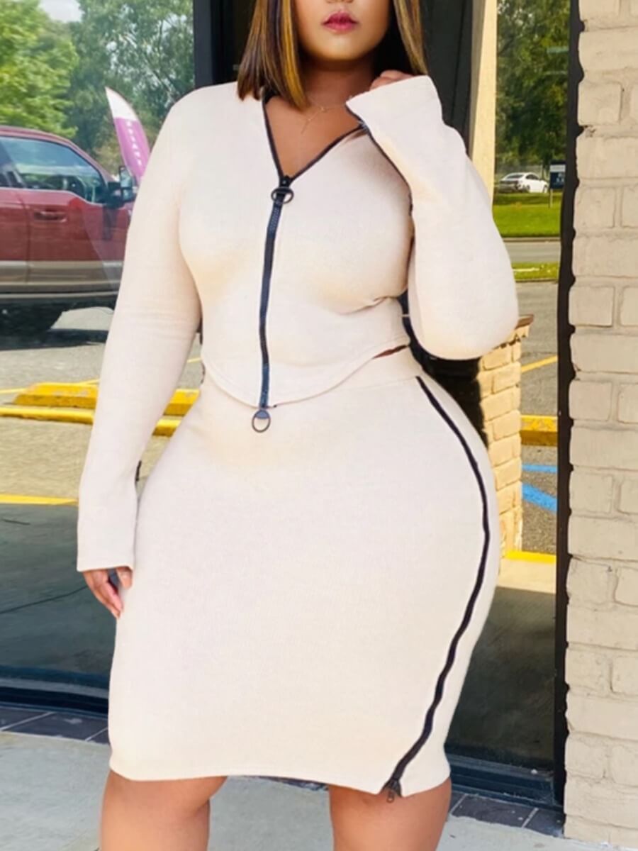 white plus size two piece outfit