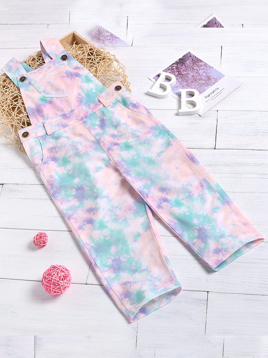 

Lovely Trendy Tie-dye Multicolor Girl One-piece Jumpsuit, Multi