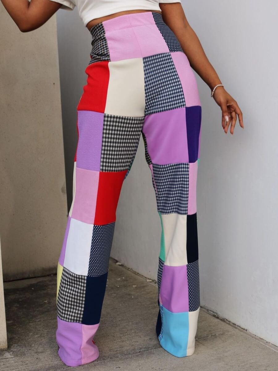 

Lovely Street Grid Print Multicolor Pants, Multi
