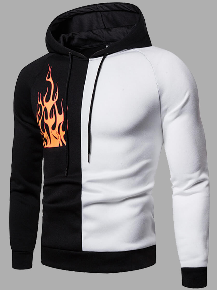 

Lovely Casual Hooded Collar Print Patchwork White Men Hoodie