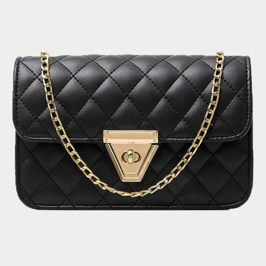 

Lovely Trendy Chain Strap Black Messenger Bag