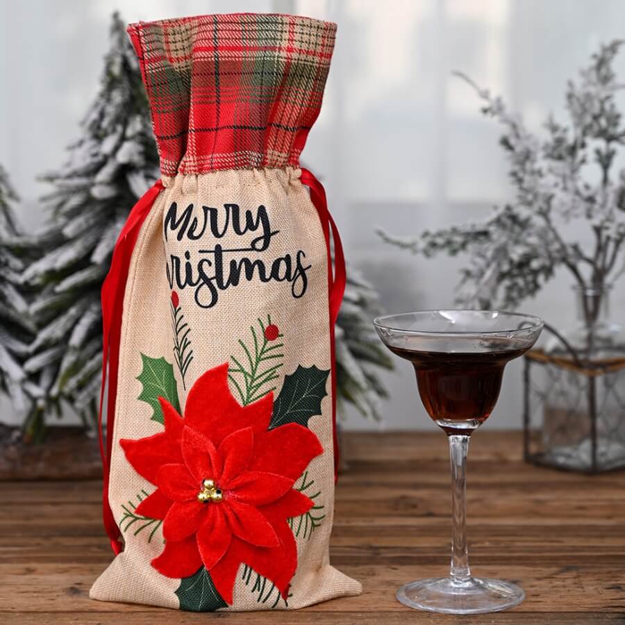 

Lovely Christmas Day Print Red Wine Bag