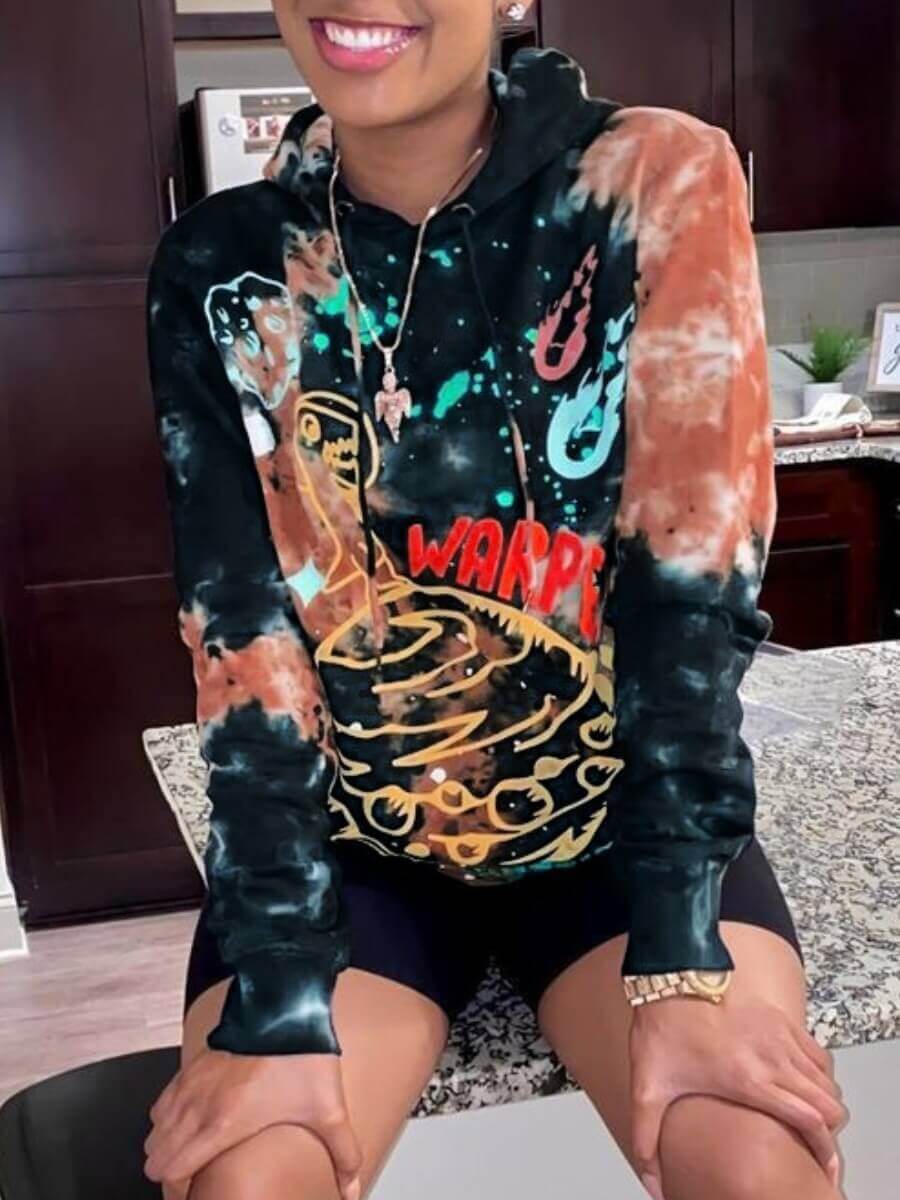 

Lovely Casual Hooded Collar Print Red Hoodie